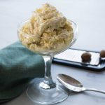 low carb cauliflower rice pudding in glass dish