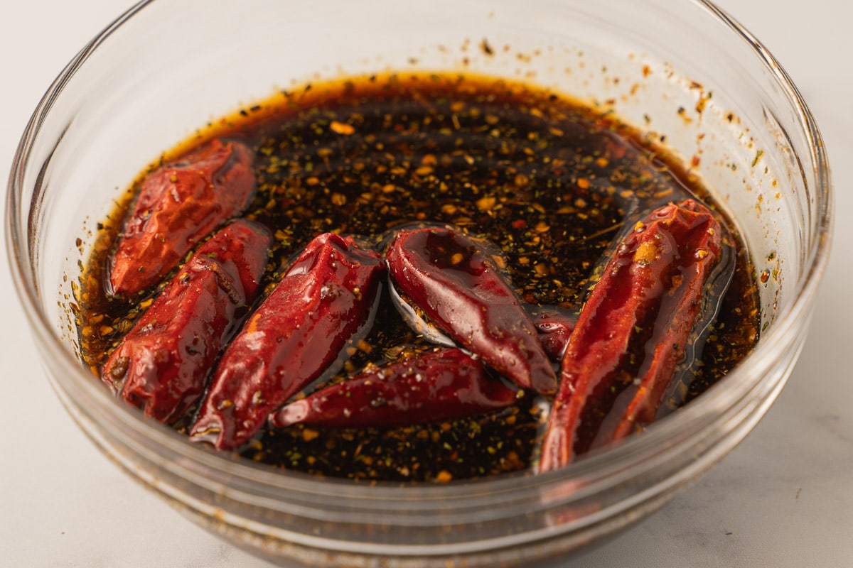 chili peppers in soy sauce marinade
