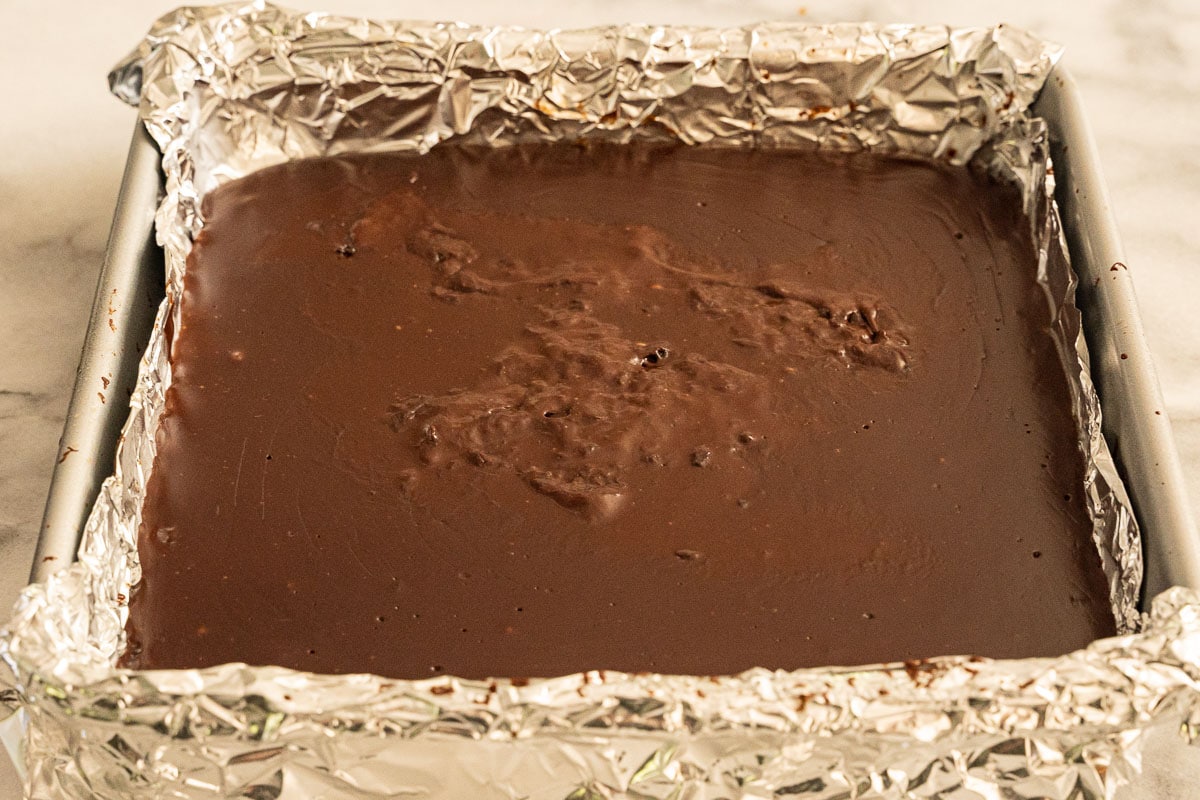 chocolate pudding bars in pan