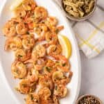 Pepper shrimp on white plate.