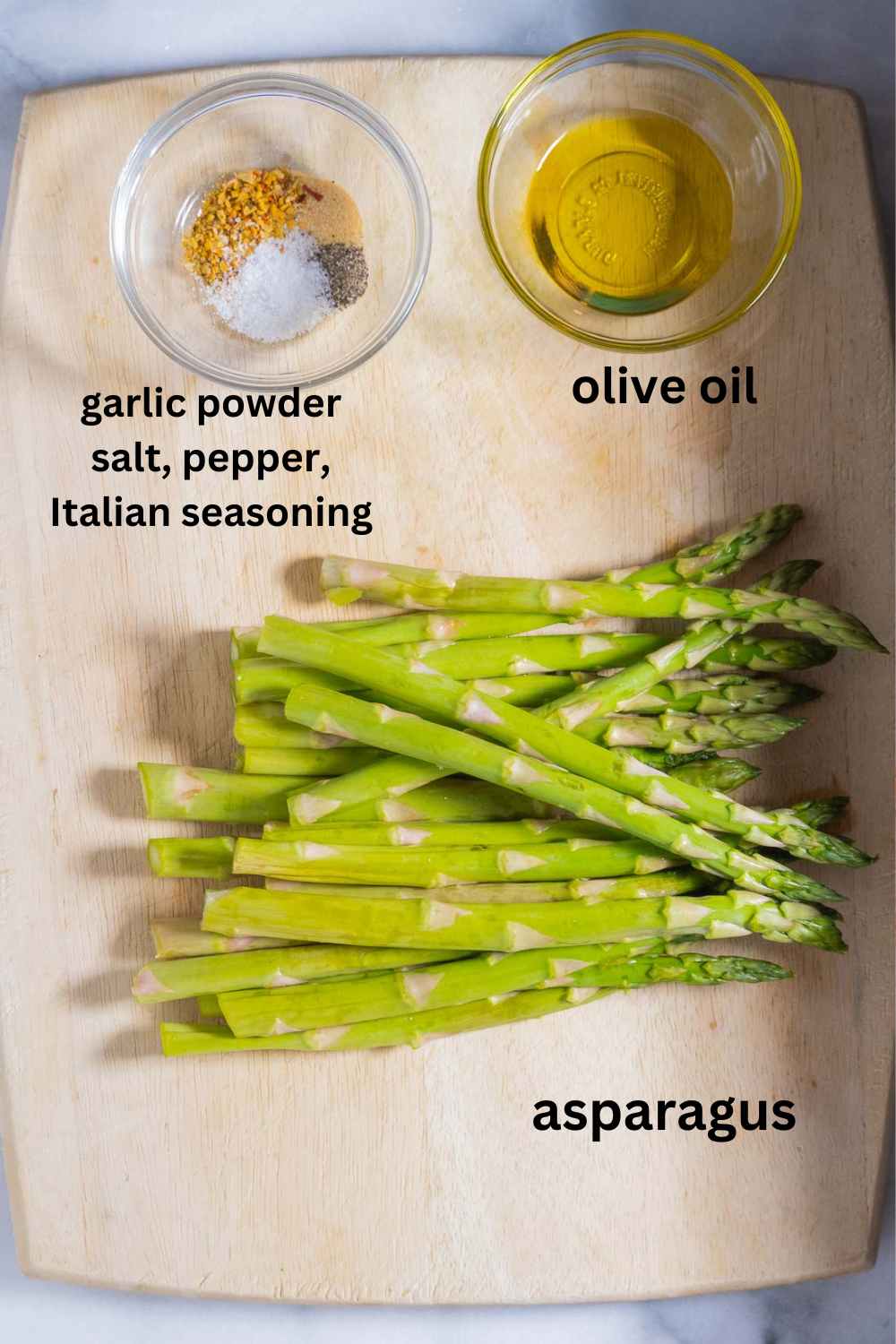 Ingredients for sautéed asparagus.