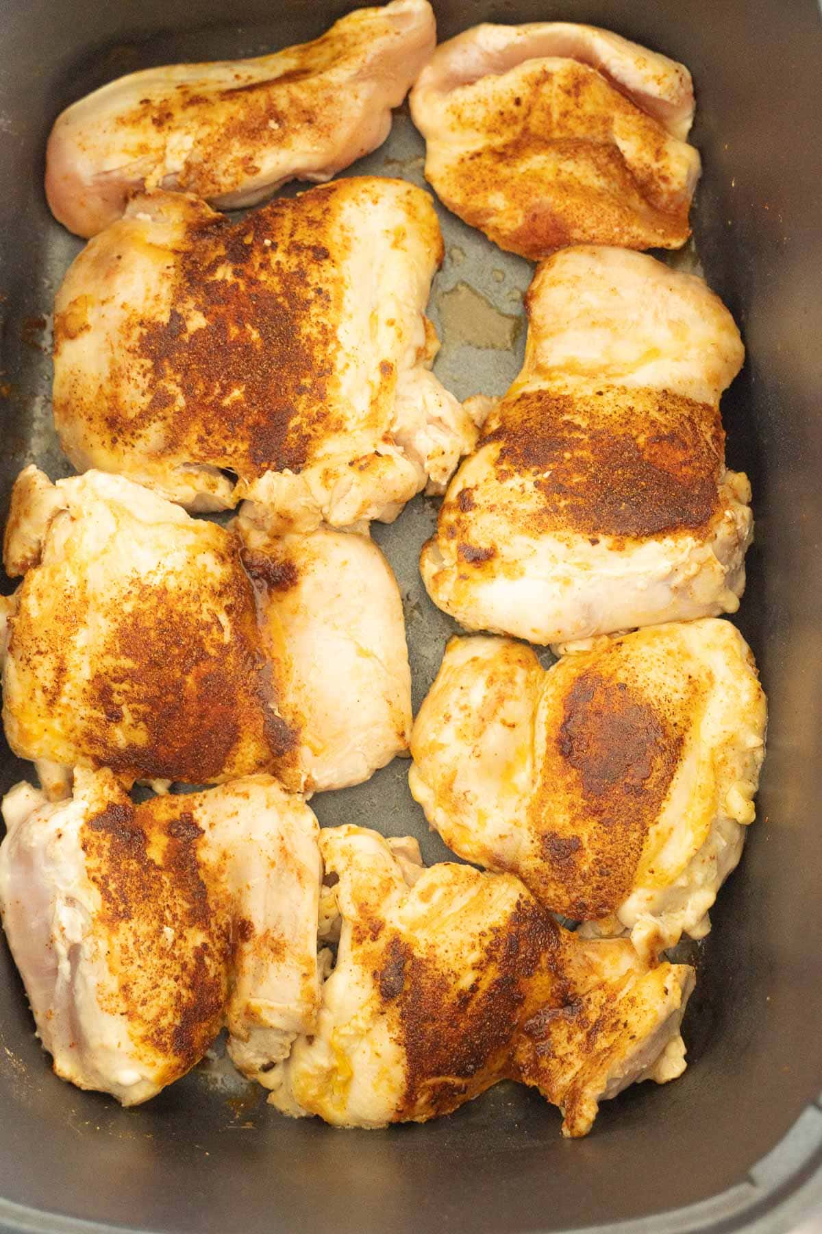 Browned chicken in slow cooker.