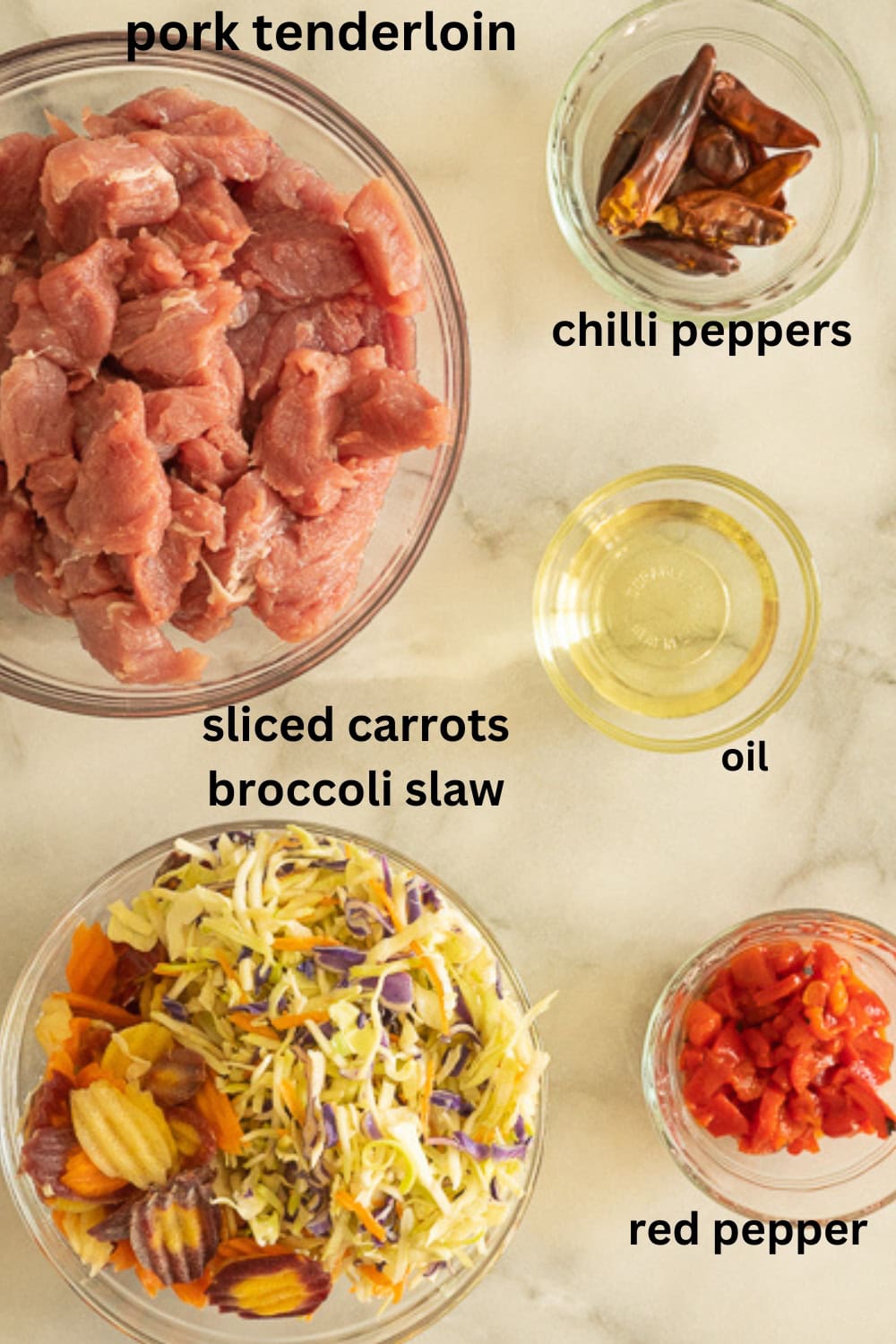 Soy sauce, Hoisen, sugar, garlic, ginger, cornstarch, vinegar.