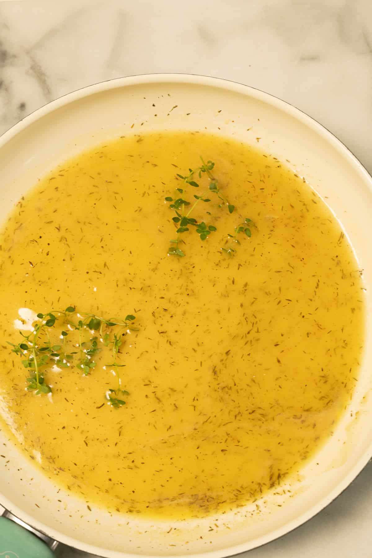 Francaise sauce in skillet.